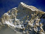 
We didn’t leave Makalu Base Camp South until after 11:00 since it was going to be short trek. As I waited, the sun continued its western swing and slowly lit up the Makalu Southwest Face highlighting the ridges much better than the evening light.
